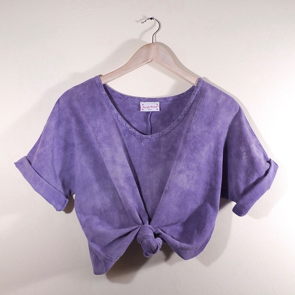 Cotton Minimalist Beachy Purple Pullover Boho Top